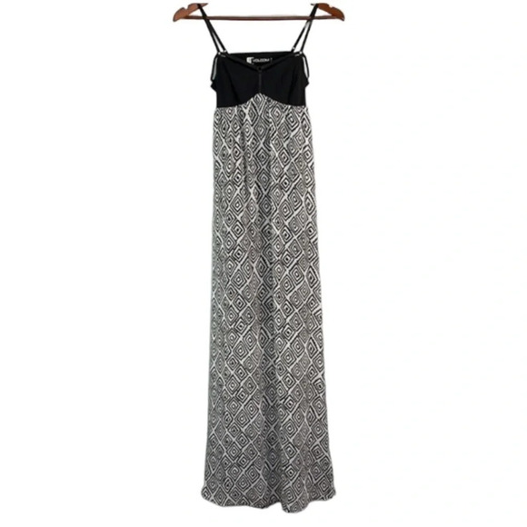 VOLCOM Playa Maxi Dress Open Back Black White Print Fit Bodice Beachy Boho XS - Picture 2 of 11